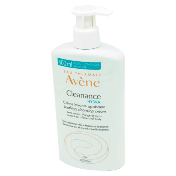 AVENE Cleanance Hydra - Crème Lavante Apaisante 400ml Peaux Desséchées Irritées par les Traitements