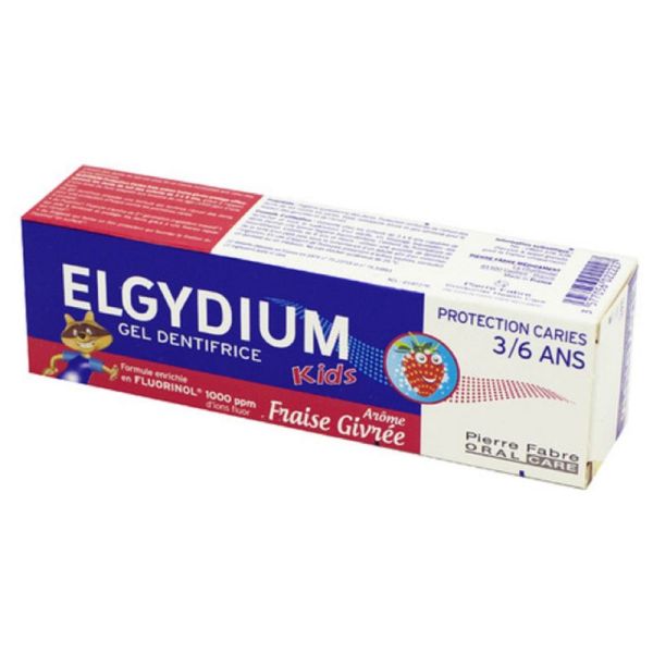 ELGYDIUM KIDS Protection Caries 50ml - Gel Dentifrice Fraise Givrée - Enfant 3 à 6 Ans