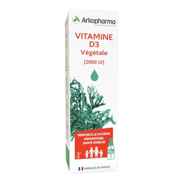 ARKOPHARMA Vitamine D3 Végétale 2000UI Gouttes 15ml - Système Immunitaire, Santé Osseuse