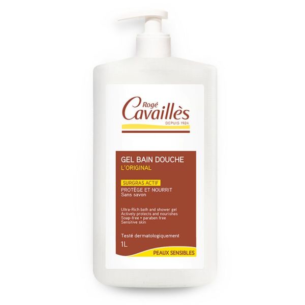 ROGE CAVAILLES Gel Bain Douche L' Original 1 Litre - Peaux Délicates et Sensibles