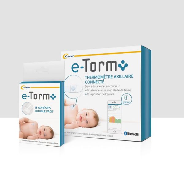 E-TORM 15 Adhésifs Double Face ADH15-E1 - Pour Thermomètre Axillaire Connecté E-TORM TC1