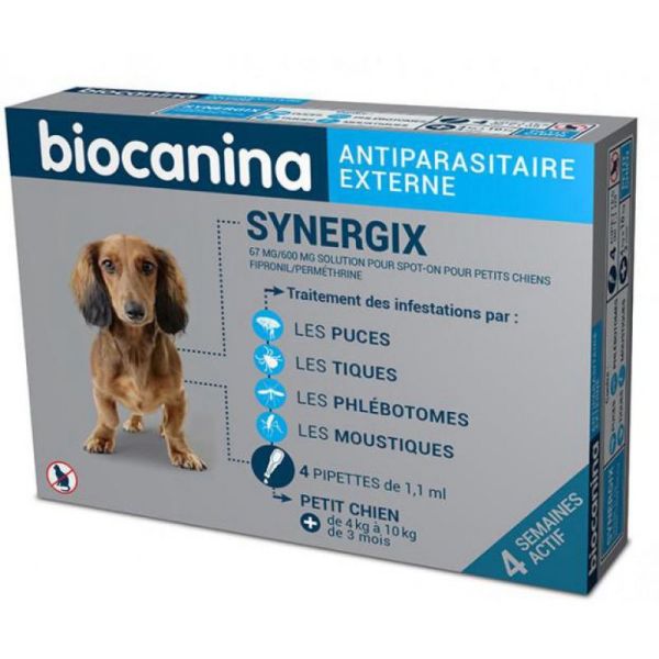 BIOCANINA SYNERGIX 67mg/600mg Petits Chiens Anti Parasitaire Externe - Solution Spot On pour chiens