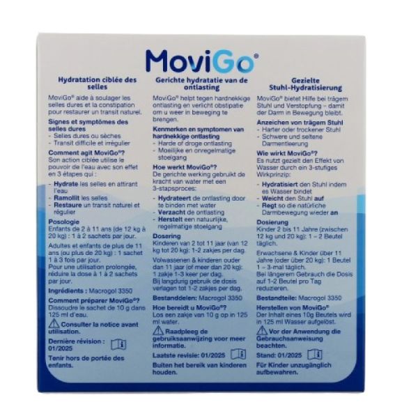 MOVIGO - SOULAGER LES SELLES DURES ET LA CONSTIPATION - POUDRE -  10 SACHETS