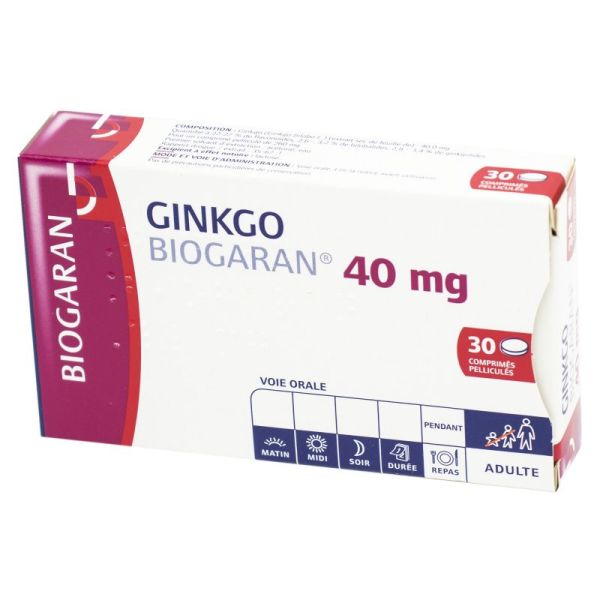 Ginkgo Biogaran 40 mg, Petit Modèle - 30 comprimés