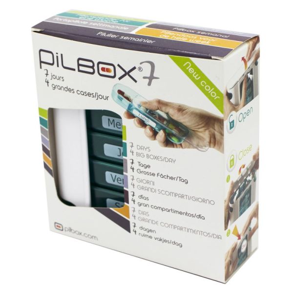 PILBOX 7 Pilulier Semainier avec Modules Journaliers de Grande Taille à 4 Cases - COOPER