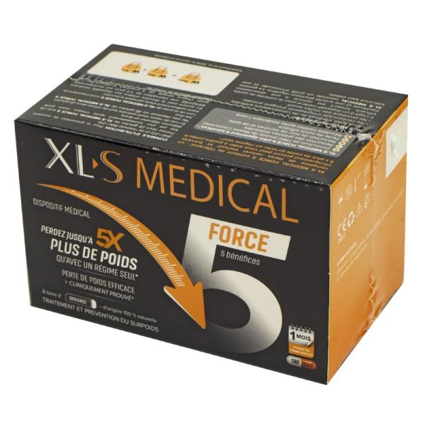 XLS MEDICAL FORCE 5 Perte de Poids - 180 Gélules - Surpoids - A Base d' Okranol 100% Naturel