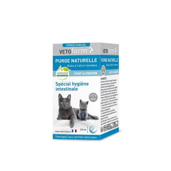 VETOFORM PURGE NATURELLE Chat et Chaton 50 Comprimés - Ail, Armoise, Camomille, Echinacée, Thym