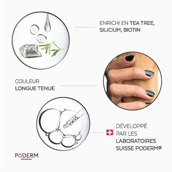 PODERM PROFESSIONAL Color Care Black 8ml - Vernis à Ongles Tea Tree