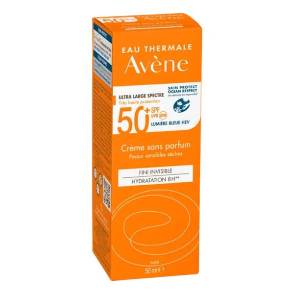 AVENE SOLAIRE Crème sans Parfum SPF50+ 50ml - Hydratation 8h, Fini Invisible