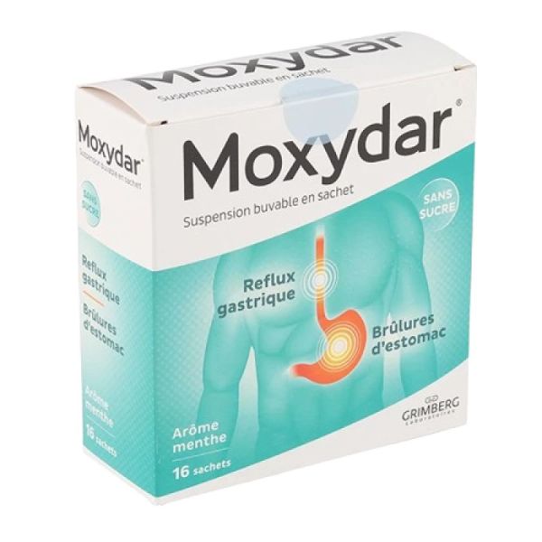 Moxydar - Suspension buvable en sachet, Arôme Menthe sans sucre - Bte/16