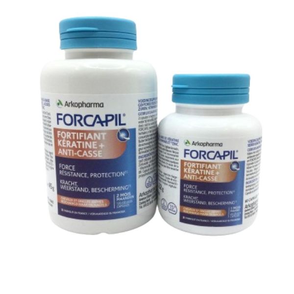 FORCAPIL Fortifiant Kératine+ 180 Gélules - Programme 3 Mois - Cheveux Affaiblis, Ternes
