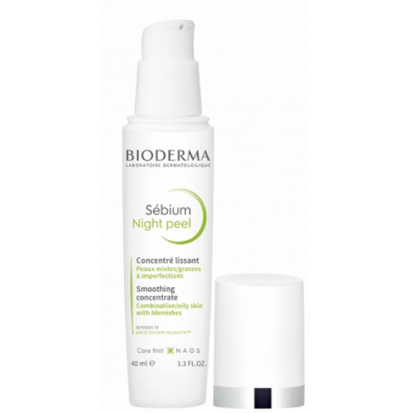 BIODERMA Sébium Night Peel 40ml - Soin de Nuit Concentré Lissant - Peaux Mixtes à Grasses