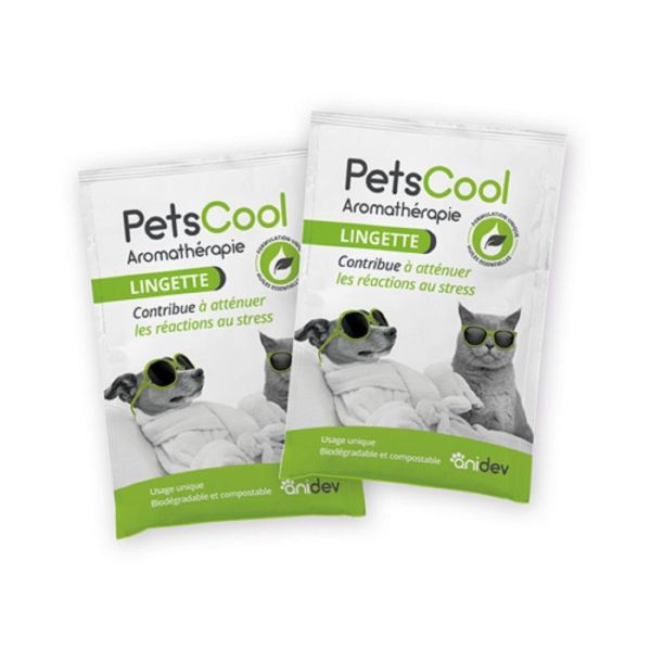 PETSCOOL AROMATHERAPIE 100 Lingettes - Chats, Chiens, Rongeurs, Lapins, Chevaux, Oiseaux - Anxiété, Stress