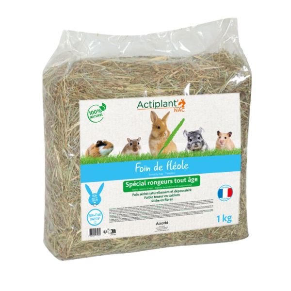 ACTIPLANT NAC Foin de Fléole 1kg Décompressé - Spécial Rongeurs Tout Age