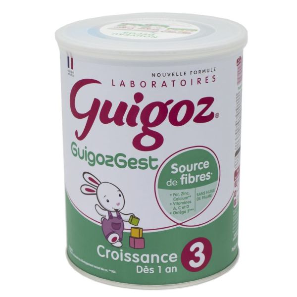 GUIGOZGEST 3 Croissance 800g - Lait en Poudre pour Nourrissons de 1 à 3 Ans - Source de Fibres