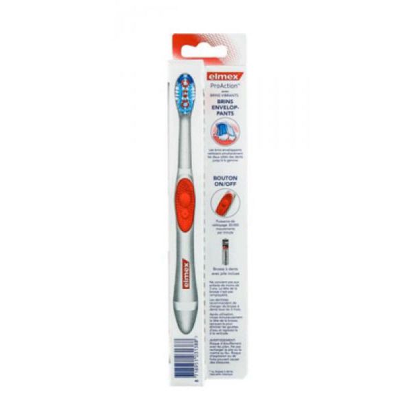 ELMEX PRO ACTION Brosse à Dents Electrique Medium avec Brins Enveloppants Vibrants - Dès 3 Ans - Bte