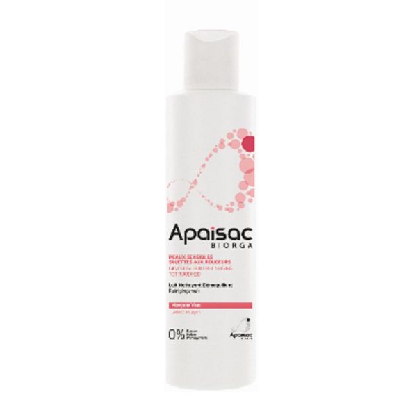 APAISAC ANTI ROUGEURS Lait Nettoyant Démaquillant 200ml - Peaux Sensibles Sujettes aux Rougeurs