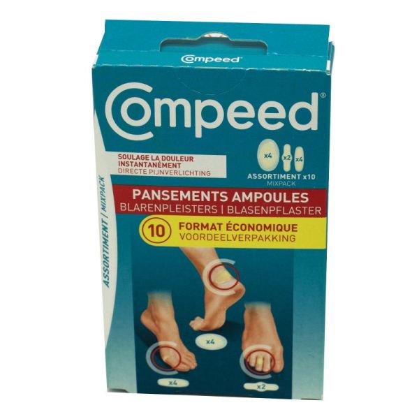 COMPEED 10 Pansements Ampoules Assortiment 3 Formats - 3663555004960
