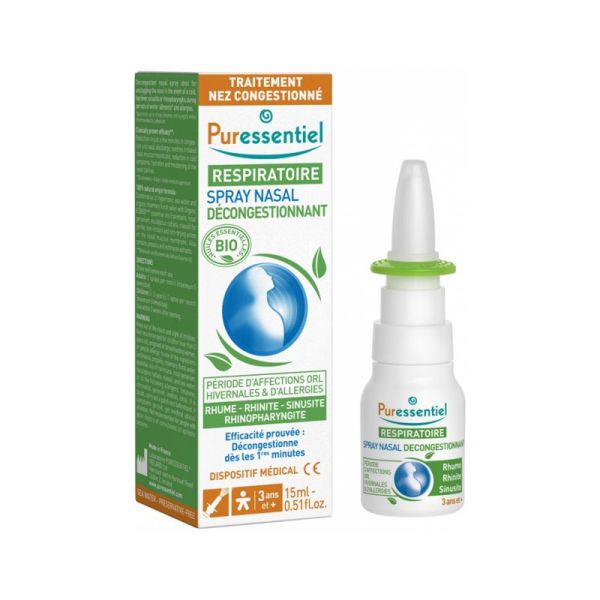 PURESSENTIEL RESPIRATOIRE BIO Spray Nasal Décongestionnant 15ml