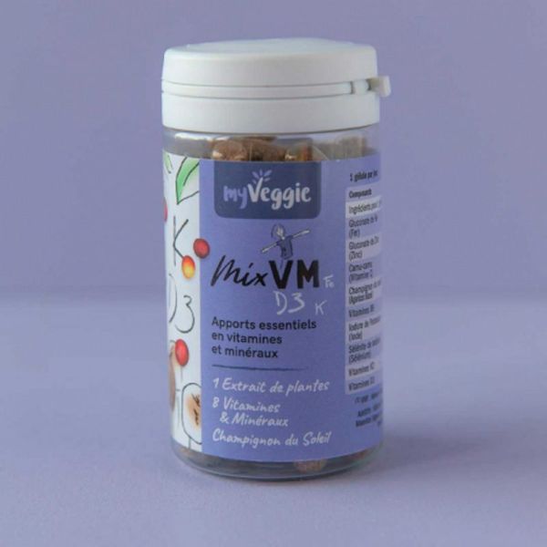 MyVeggie MIX VM 60 Gélules - Complément Alimentaire Végans - Fatigue, Défenses Immunitaires