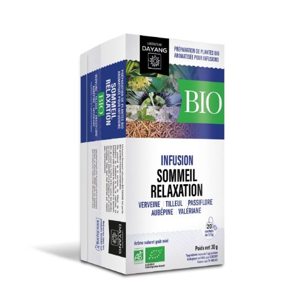 DAYANG BIO SOMMEIL RELAXATION Infusions 20x 1.5g - Verveine, Tilleul, Passiflore, Aubépine, Valériane