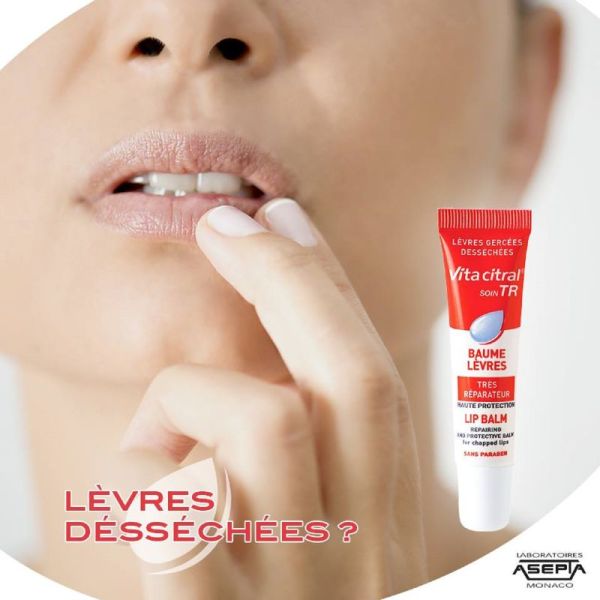 VITA CITRAL Soin TR Baume Lèvres 15ml - Lèvres Desséchées, Abîmées, Gercées