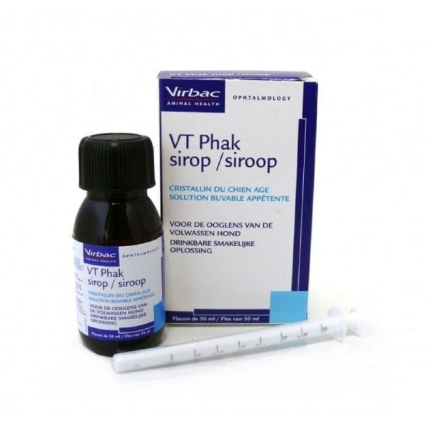 VIRBAC VT PHAK Sirop 50ml - Solution Buvable Appétente, Métabolisme du Cristallin du Chien Agé