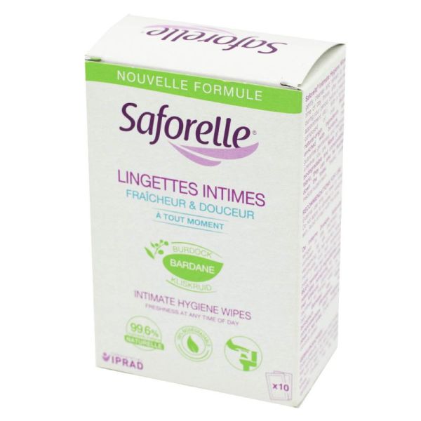 SAFORELLE Lingettes Intimes Fraîcheur et Douceur Bte/10 Sachets - Peaux et Muqueuses Sensibles