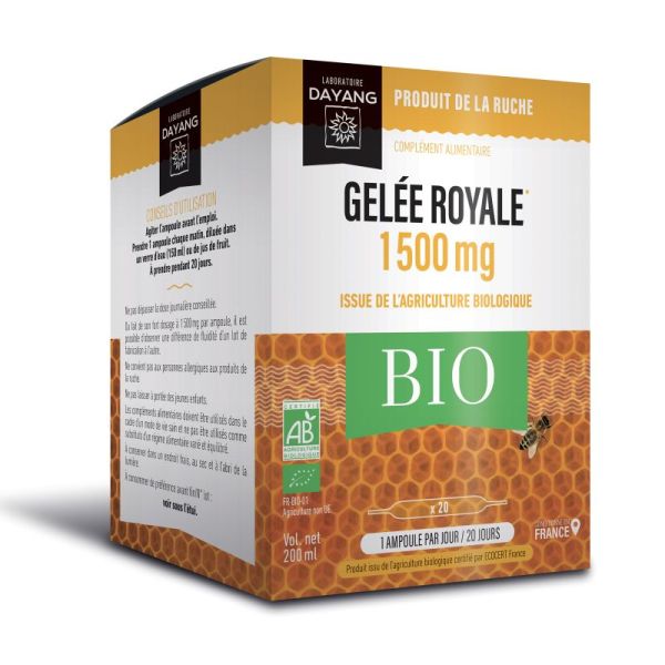 DAYANG Gelée Royale 1500mg BIO 20 Ampoules de 10ml - Immunité