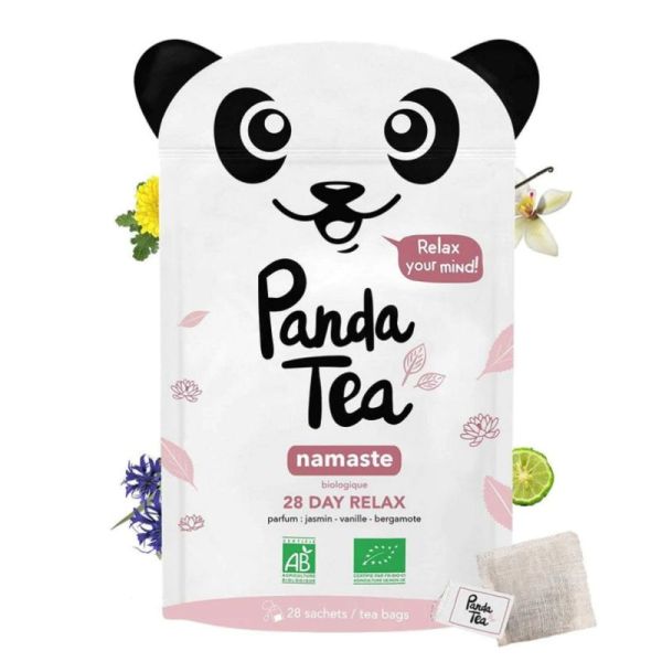 PANDA TEA NAMASTE 28 Sachets - Relaxation, Bien-être - Jasmin Vanille Bergamote