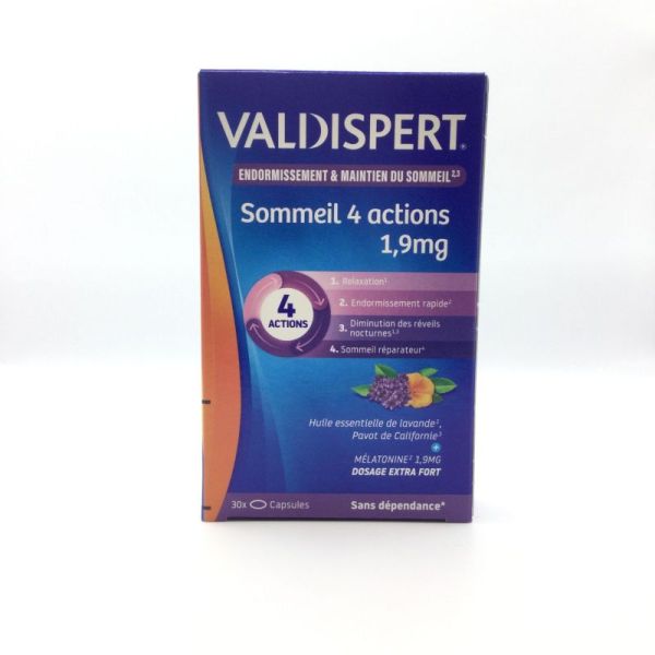 VALDISPERT MELATONINE 1.9 mg 4 Actions, Endormissement, Relaxation, Réveil Nocturne, Sommeil - Bt/30