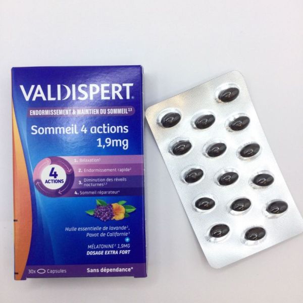 VALDISPERT MELATONINE 1.9 mg 4 Actions, Endormissement, Relaxation, Réveil Nocturne, Sommeil - Bt/30
