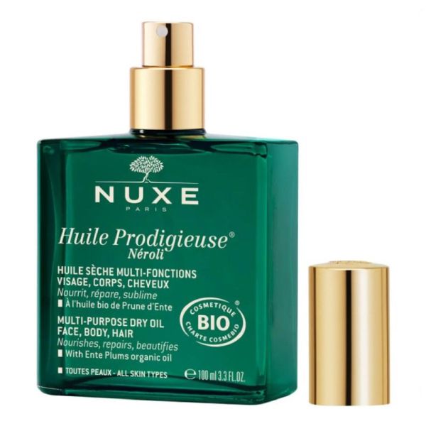 NUXE BIO Huile Prodigieuse Néroli 100ml - Multi Fonctions Visage, Corps, Cheveux