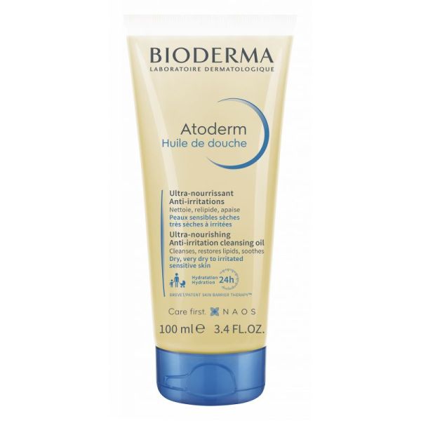 BIODERMA Atoderm Huile de Douche 100ml Ultra Nourrissante, Anti Irritations - Peaux Sensibles Sèches