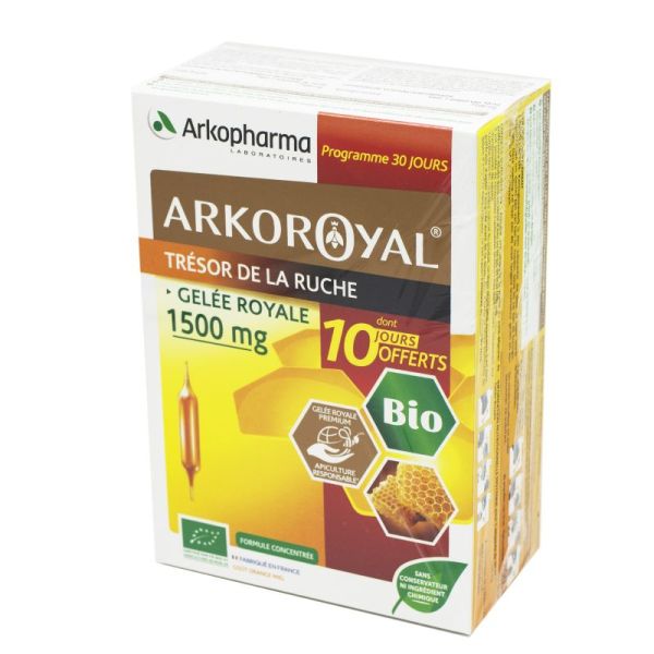 Arkoroyal Bio Tresor De La Ruche 30 Ampoules Gelee Royale 1500mg