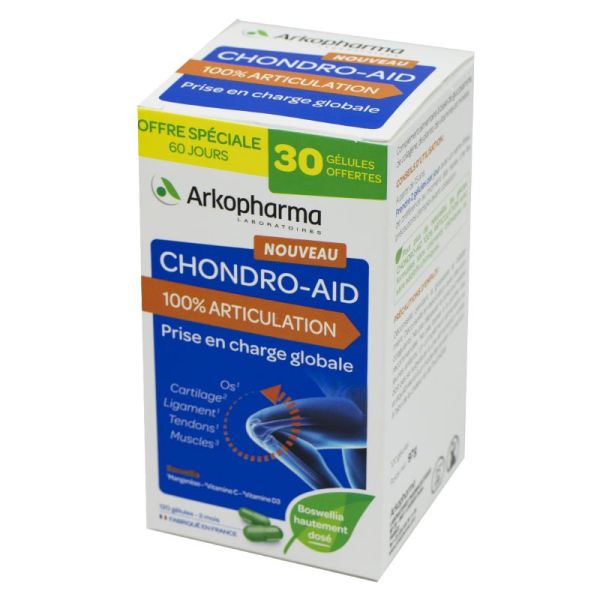 CHONDRO AID 100% Articulation 120 Gélules - Os, Cartilage, Ligament, Tendons, Muscles