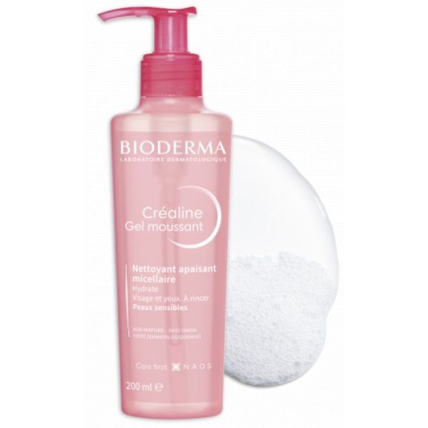 BIODERMA Créaline Gel Moussant 200ml - Nettoyant Micellaire Apaisant Hydratant - Peaux Sensibles