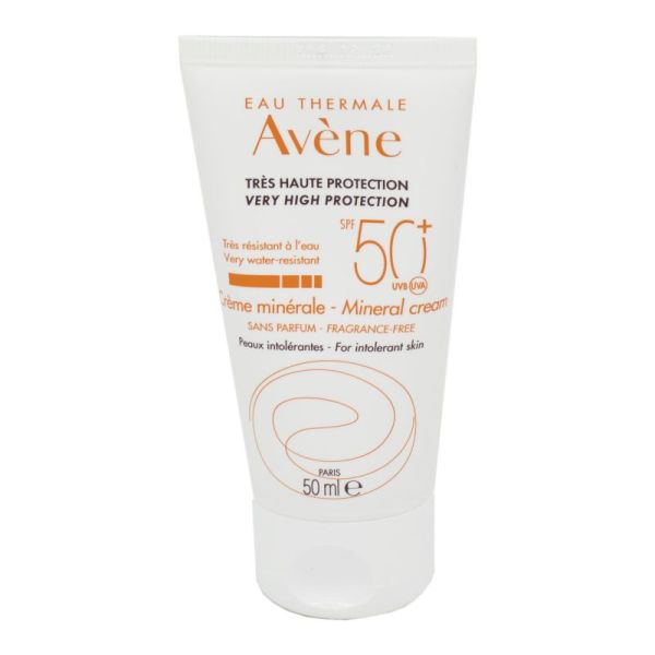 AVENE SOLAIRE Crème Minérale Visage SPF50+ très Haute Protection Solaire pour Peaux Intolérantes s