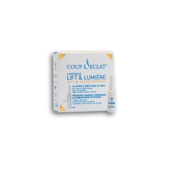 COUP D' ECLAT Lift et Lumière l' Ampoule 7x 1ml - Illumine et Défatigue le Teint - Peau Froissée, Ridée