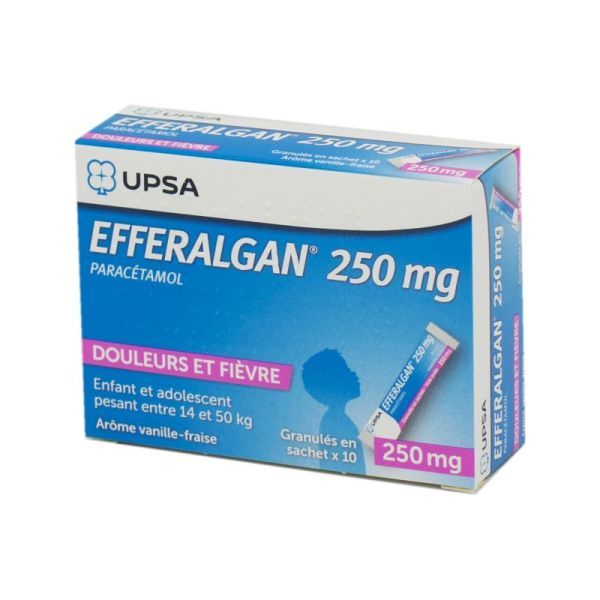 Efferalgan 250 mg Vanille-Fraise, granulés - 10 sachets