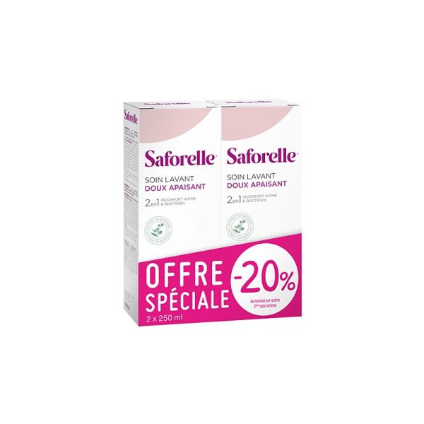 SAFORELLE Lot 2x 250ml Soin lavant doux - Hygiène Intime et Corporelle - Muqueuses, Peaux Irritées