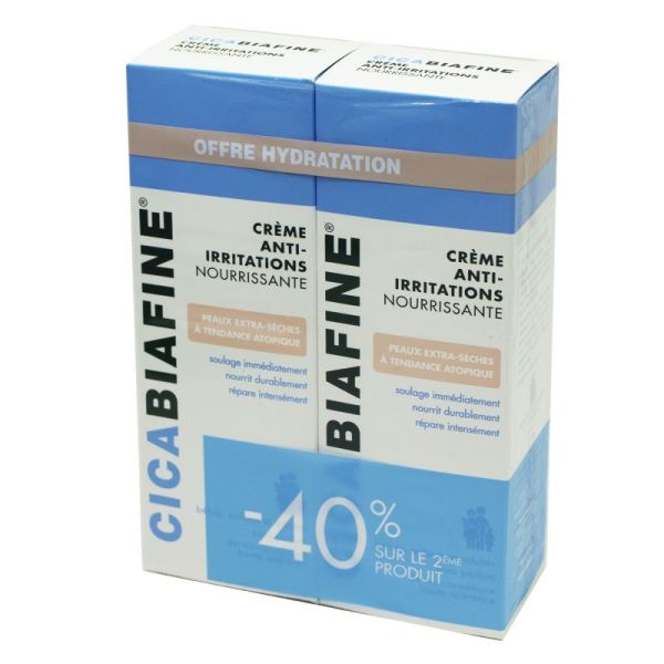 CICABIAFINE OFFRE HYDRATATION Crème Anti-Irritations Nourrissante Lot de 2x 200ml - Peaux Extra Sèches à Tendance Atopique