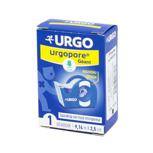 URGOPORE Sparadrap non tissé, microporeux, hypoallergénique géant, 9.14m x 2.5cm, dévidoir