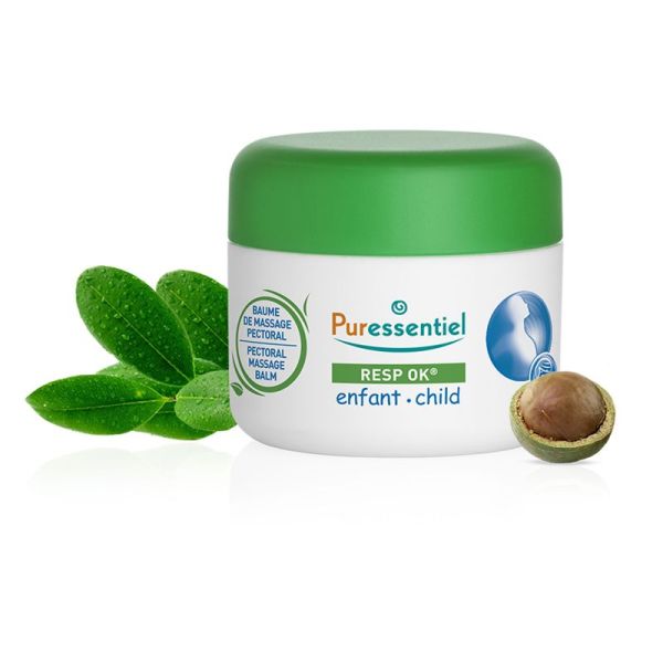 PURESSENTIEL RESP OK Enfant dès 3 Ans - Baume de Massage Pectoral Enfant - Pot/60ml