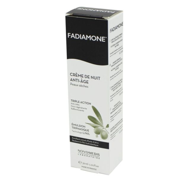 FADIAMONE Crème de Nuit Anti Age - Soin Visage pour Peaux Sèches - Triple Action : Anti Rides, Raffe