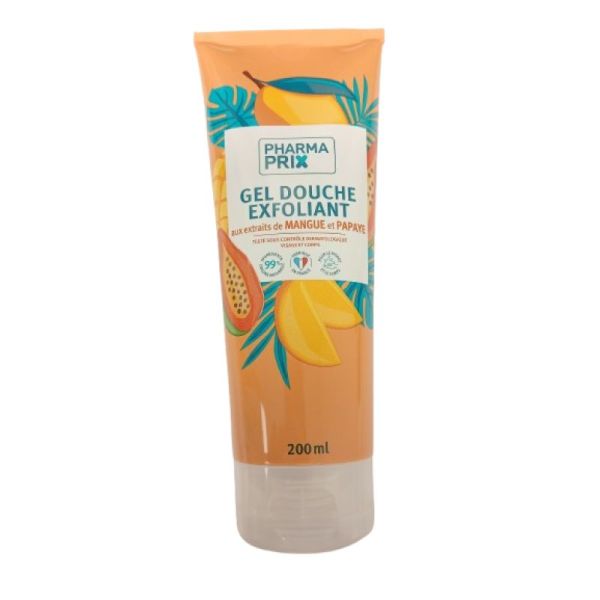 PHARMACTIV/ PARMAPRIX - Gel douche exfoliant extraits de mangue et papaye - TBE/200 ML