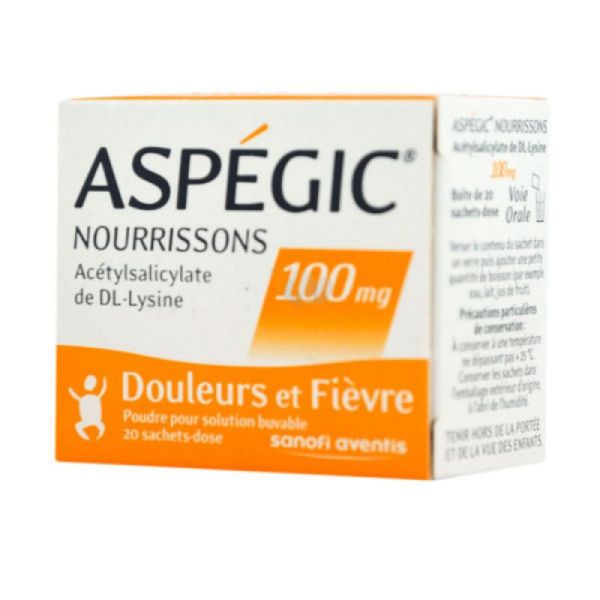 Aspégic Nourrissons 100 mg, poudre pour solution buvable - 20 sachets-dose