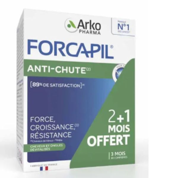 FORCAPIL Anti-Chute 90 Comprimés (2 + 1 Mois Offert) - Repousse, Croissance, Résistance