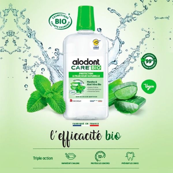 ALODONT CARE BIO Protection et Fraîcheur Naturelle 500ml - Bain de Bouche Quotidien