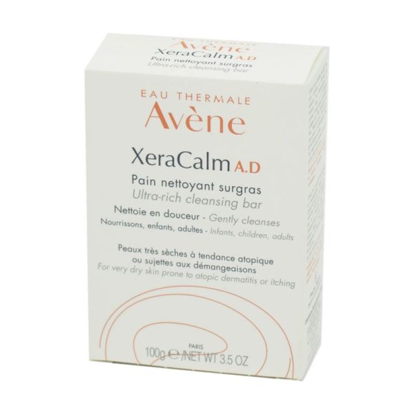 AVENE Xeracalm AD Pain Nettoyant Surgras 100g, Peaux très Sensibles (Eczéma Atopique, Démangeaisons)